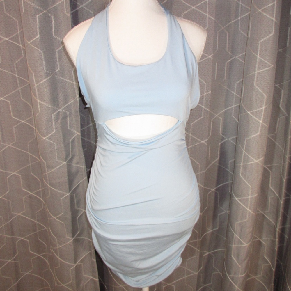 Elegant Light Blue Halter Dress Worn once